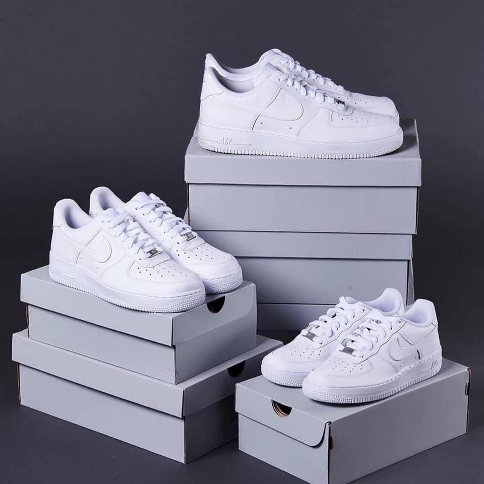 Nike Air Force 1 Triple White top view showing perforated toe box.