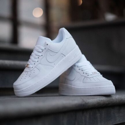Nike Air Force 1 Triple White top view showing perforated toe box.
