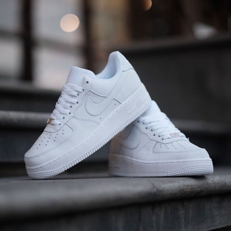 Nike Air Force 1 Triple White top view showing perforated toe box.