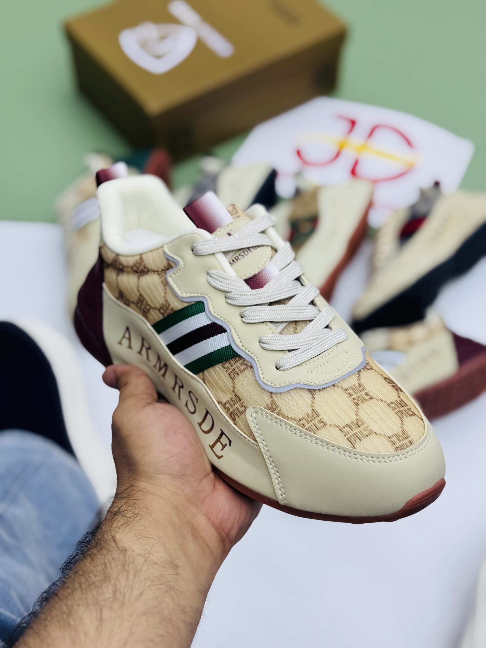 ROYAL EDGE CASUAL SHOES | CREAM/RED