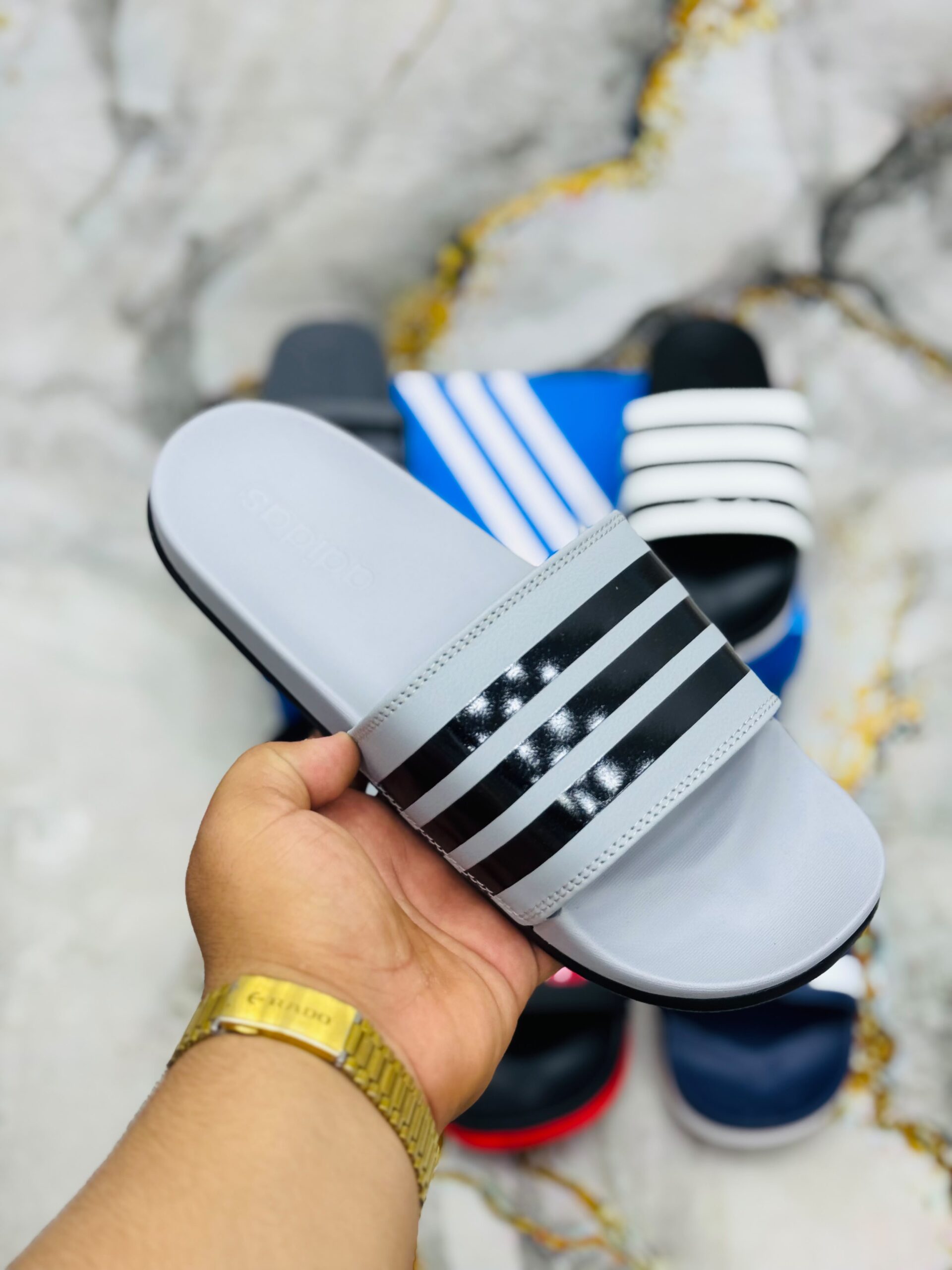 ADI THREE STRIPS SLIDE | GREY