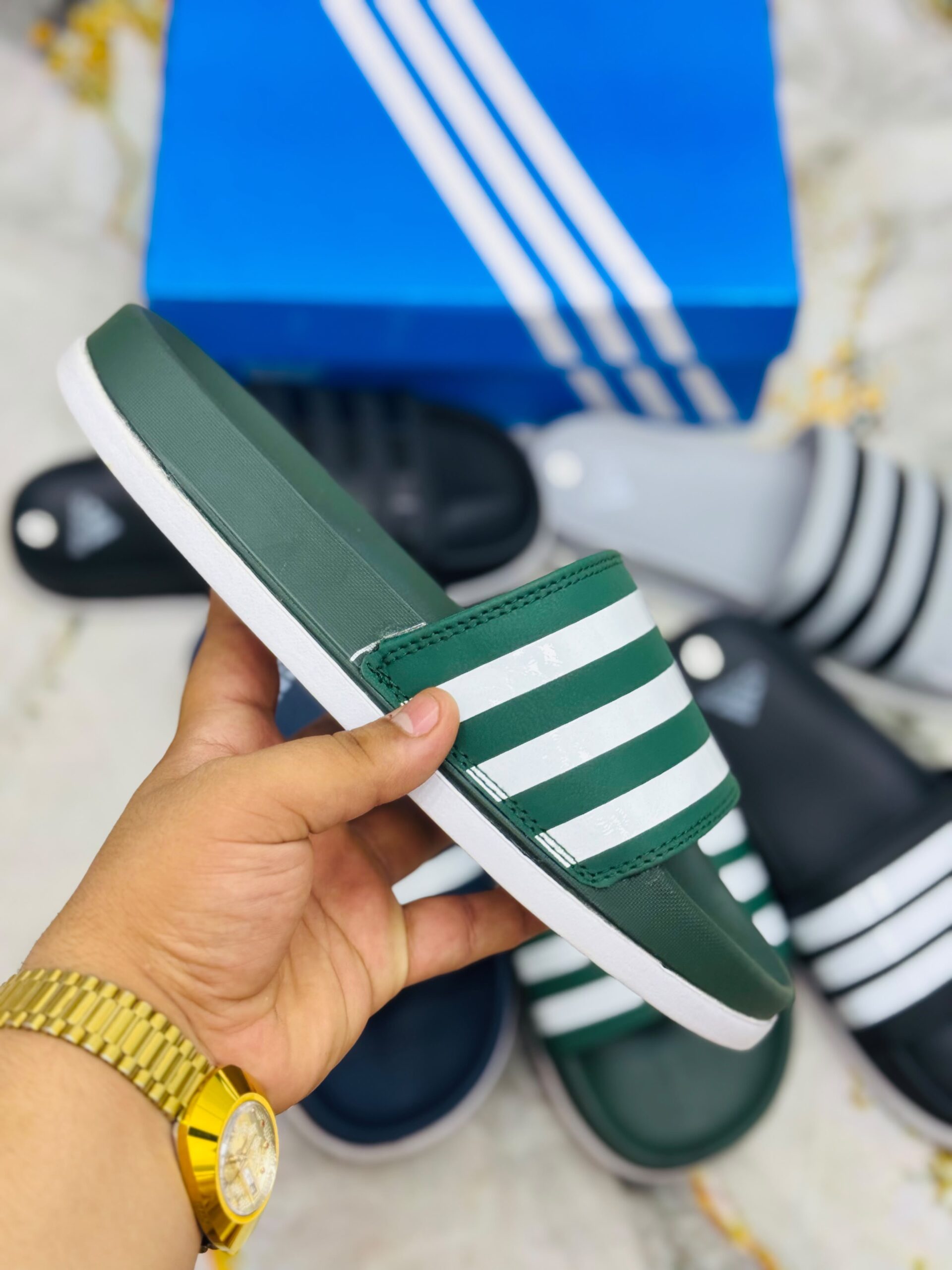 ADI THREE STRIPS SLIDE | GREEN